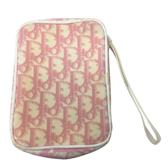 Christian Dior Pink Trotter Monogram 2 Denim Wristlet Pouch - Picture 2 of 16